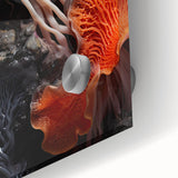 Large abstract wall art in mid-century modernist style on acrylic glass, featuring neutral and earth tones.