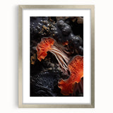 Textured art depicting abstract forms in neutral and silver tones on a framed canvas, ideal for modern bedroom ambiance.