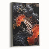 Landscape art painting featuring natural close-ups in vibrant colors, framed in silver on canvas.
