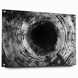 Large abstract wall art on acrylic glass featuring close-up nature elements in vibrant greens and blues.