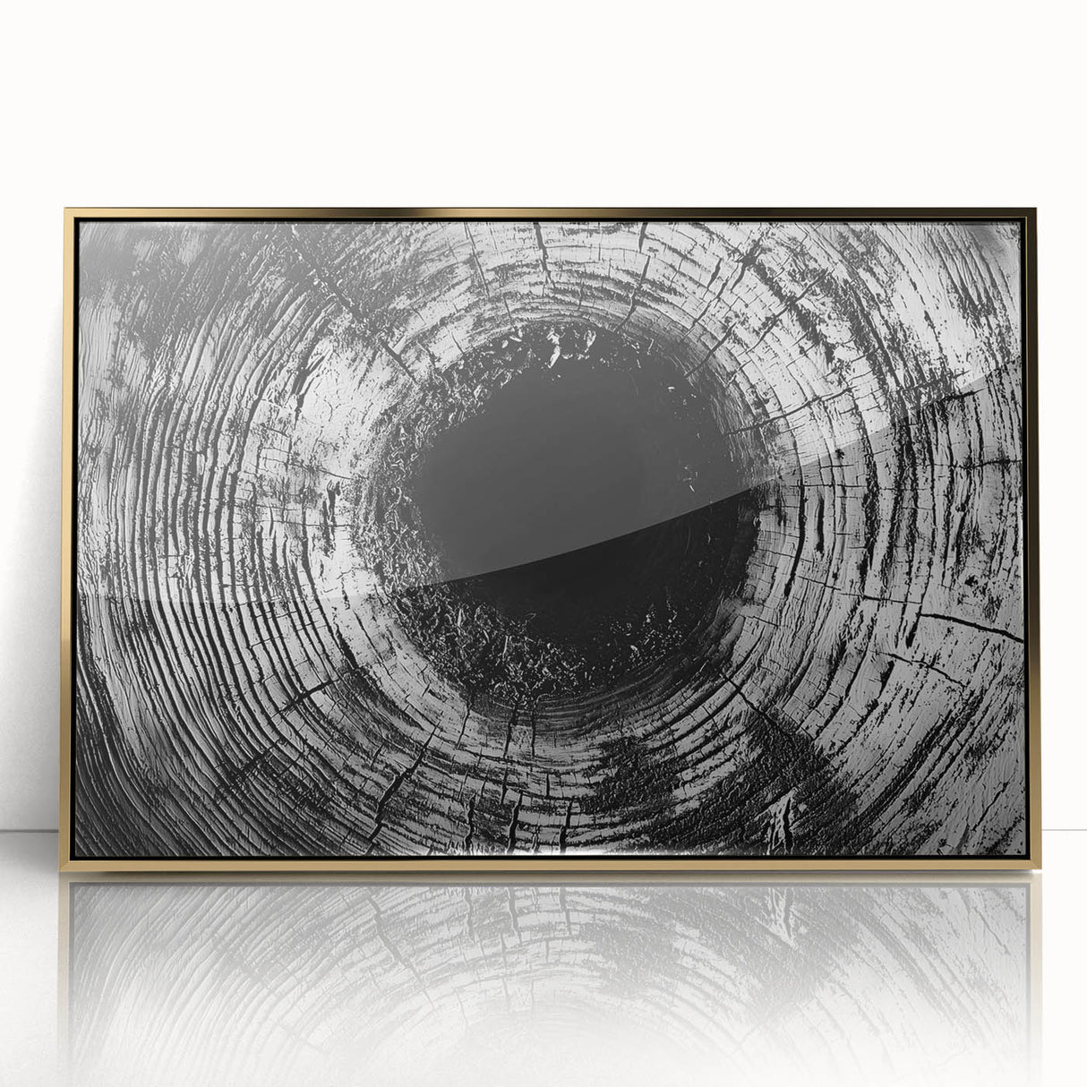 Large art print of a close-up dandelion in muted gold tones on acrylic, framed, ideal for modern nursery wall art.