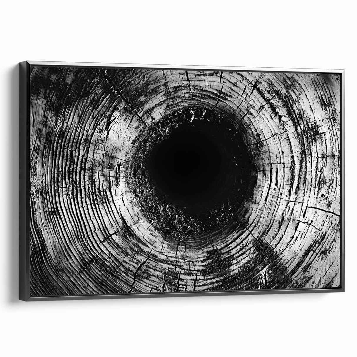 Black and white framed canvas of a detailed tree landscape, ideal for bedroom wall art.