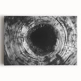 Black and white close-up photo of a leaf on stretched canvas, suitable for kitchen wall art.