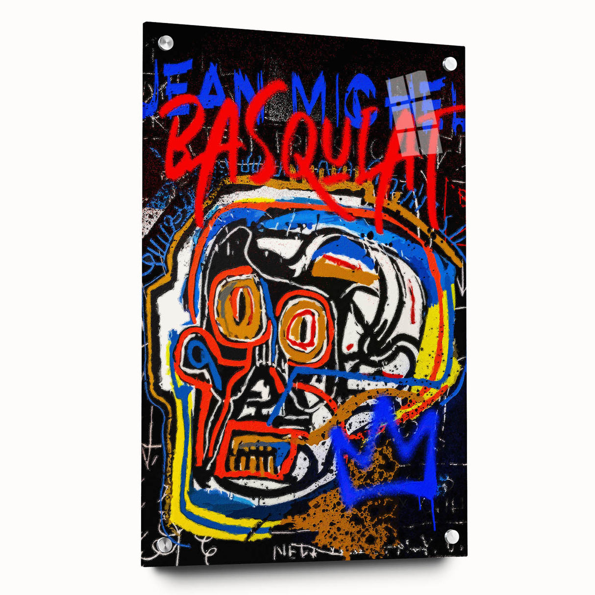 Bold Pop Art Wall Art - Skull Canvas with Red, Blue, and Yellow