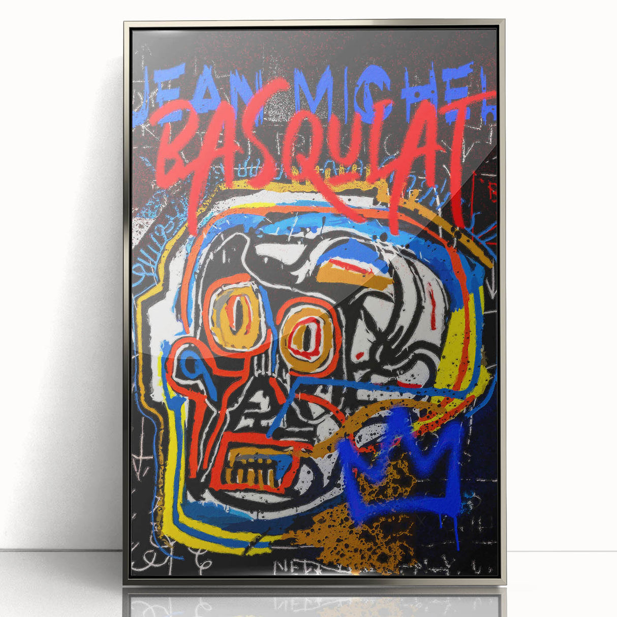 Bold Pop Art Wall Art - Skull Canvas with Red, Blue, and Yellow