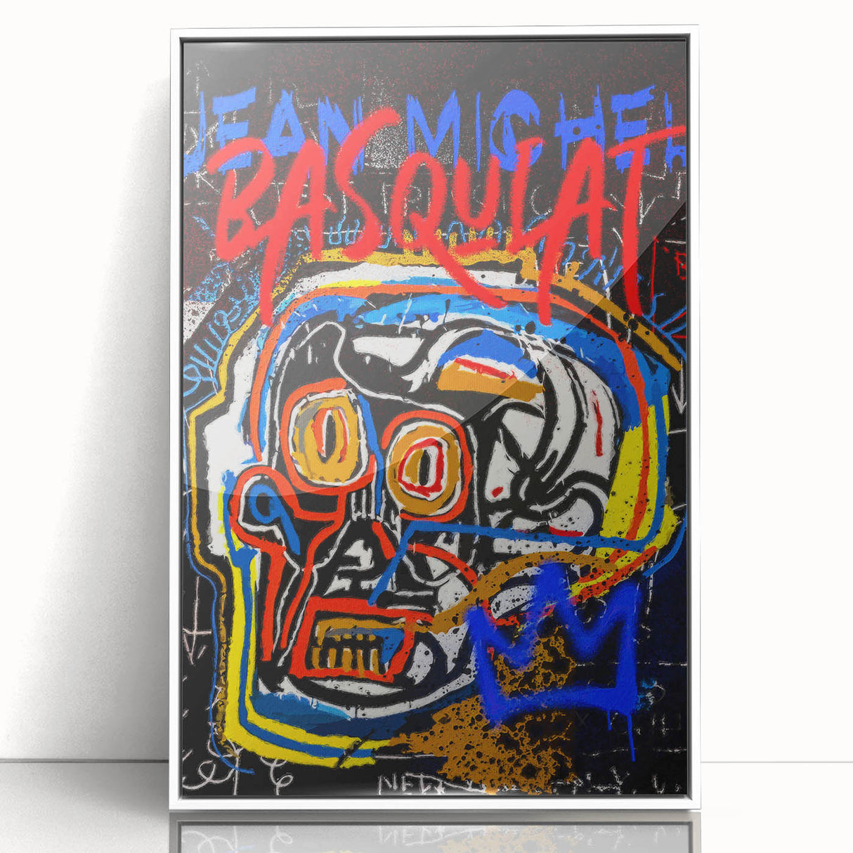 Bold Pop Art Wall Art - Skull Canvas with Red, Blue, and Yellow