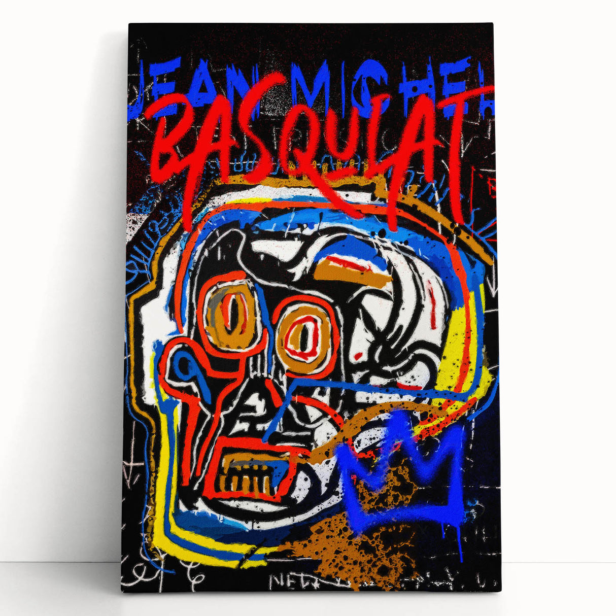 Bold Pop Art Wall Art - Skull Canvas with Red, Blue, and Yellow