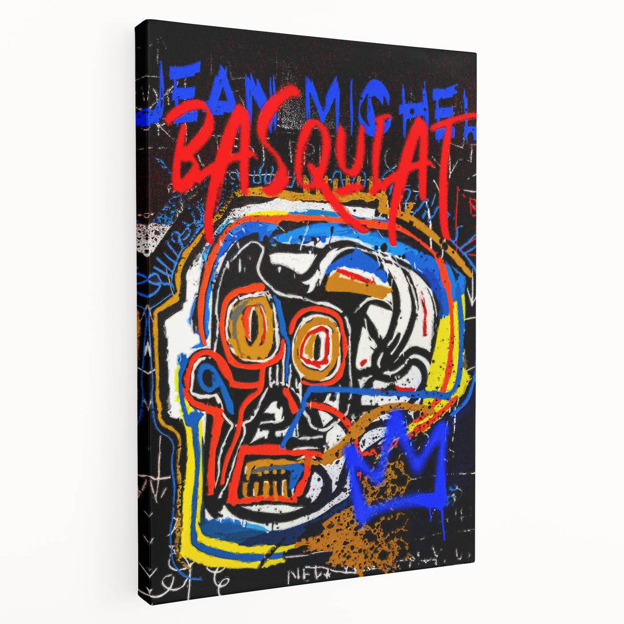 Bold Pop Art Wall Art - Skull Canvas with Red, Blue, and Yellow