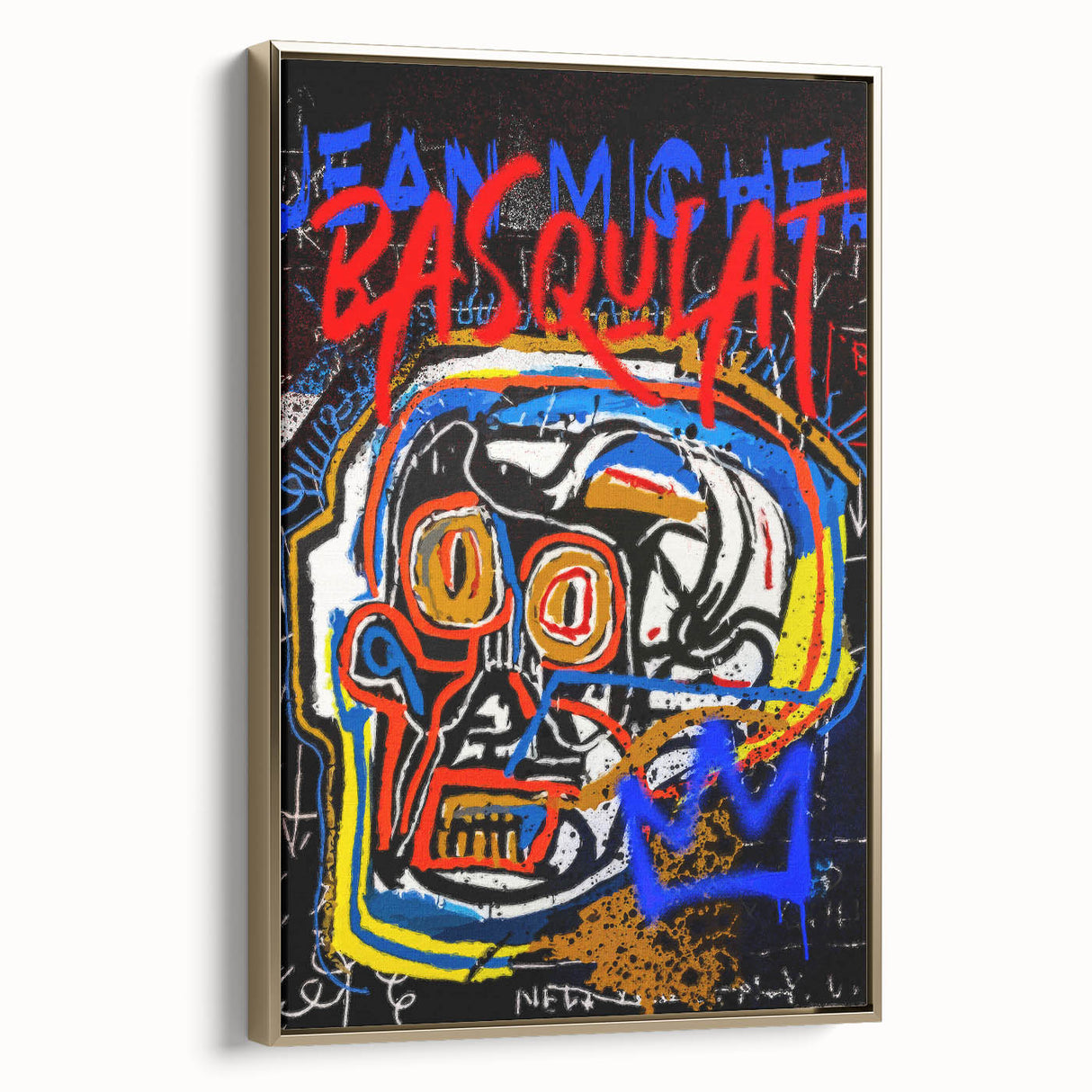 Bold Pop Art Wall Art - Skull Canvas with Red, Blue, and Yellow