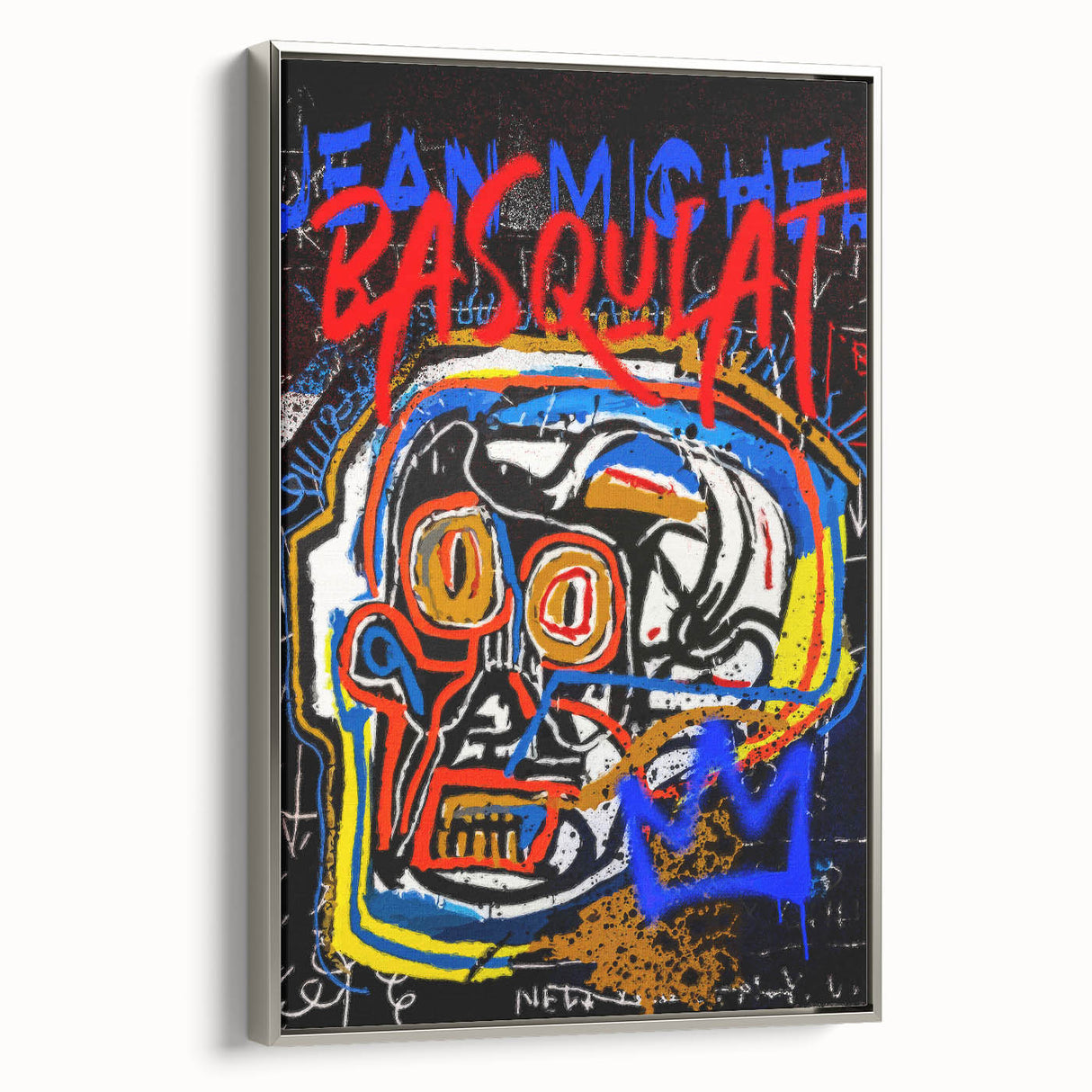 Bold Pop Art Wall Art - Skull Canvas with Red, Blue, and Yellow