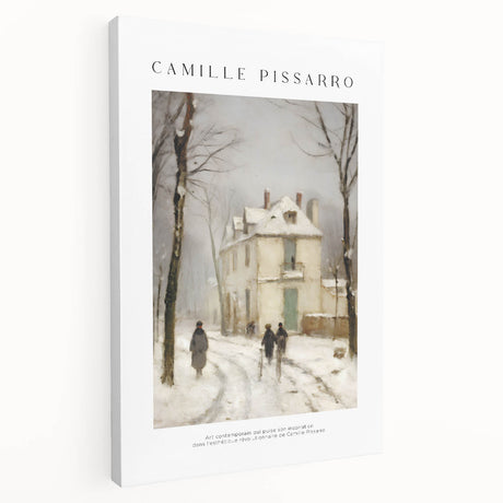 Canvas print of Camille Pissarro-inspired landscape in muted green and brown tones, ideal for kitchen wall art.