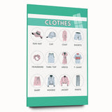 Kids Educational Wall Art - Clothing Learning Chart for Kids