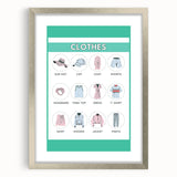 Kids Educational Wall Art - Clothing Learning Chart for Kids