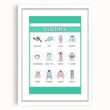 Kids Educational Wall Art - Clothing Learning Chart for Kids