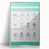 Kids Educational Wall Art - Clothing Learning Chart for Kids