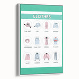 Kids Educational Wall Art - Clothing Learning Chart for Kids