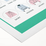 Kids Educational Wall Art - Clothing Learning Chart for Kids