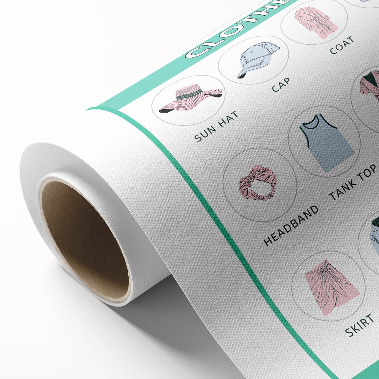 Kids Educational Wall Art - Clothing Learning Chart for Kids