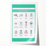Kids Educational Wall Art - Clothing Learning Chart for Kids