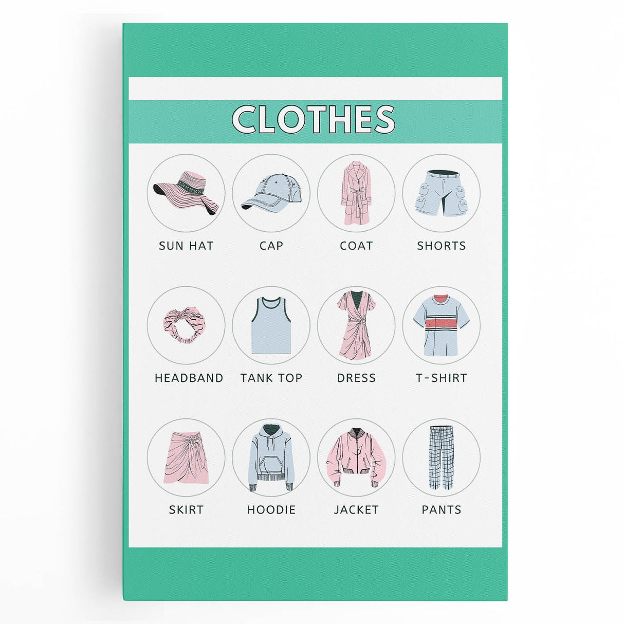 Kids Educational Wall Art - Clothing Learning Chart for Kids