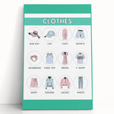 Kids Educational Wall Art - Clothing Learning Chart for Kids