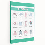 Kids Educational Wall Art - Clothing Learning Chart for Kids