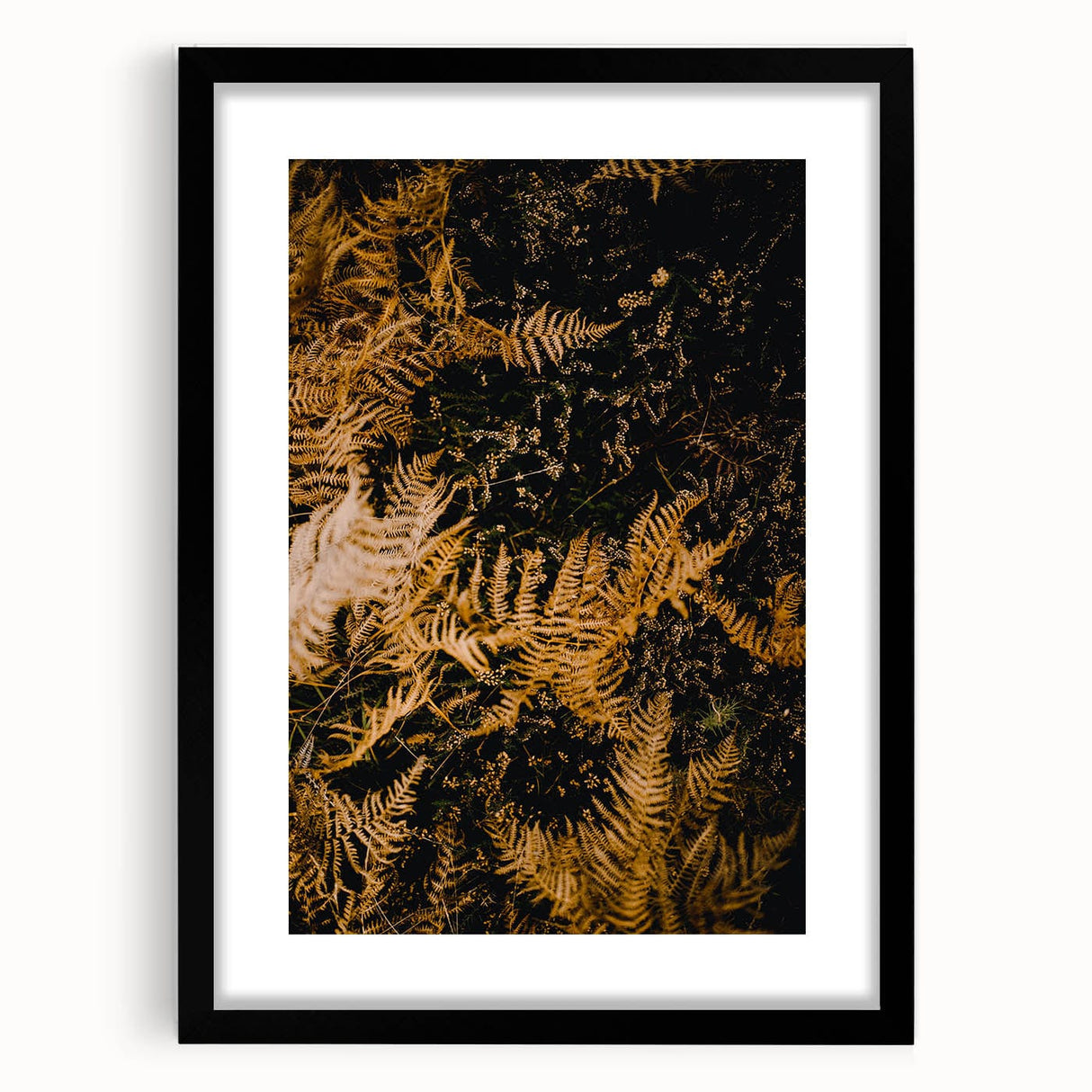 Extra large abstract art print featuring textured autumn hues on a black framed canvas, ideal for living room decor.