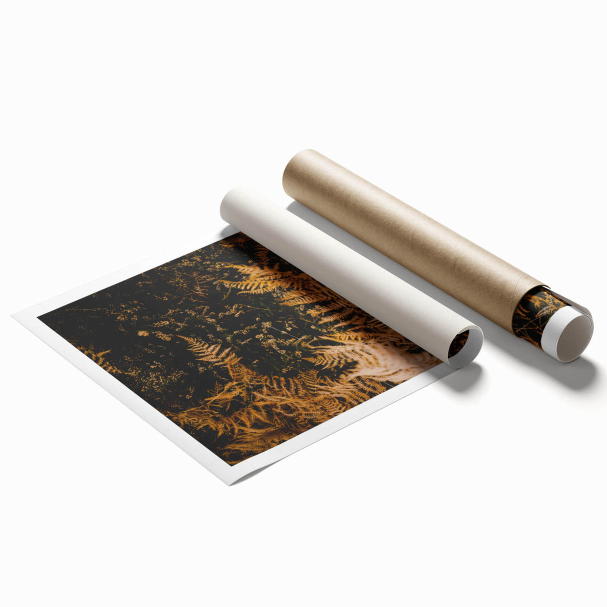 Extra large rolled canvas featuring a fall-inspired floral design in warm orange and red tones.
