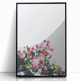 Large abstract wall art featuring spring themes in pastel shades on a black framed acrylic.