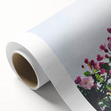 Art deco poster featuring pastel spring flowers on rolled canvas, suitable for nursery wall art or dining room decor.