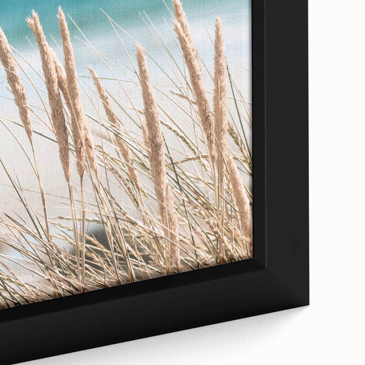 Extra large framed canvas featuring textured, colorful art of summer themes on a black background.