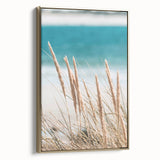 Framed canvas featuring a vintage landscape painting with golden summer hues, ideal for bedroom wall decor.