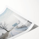 Extra large wall art featuring line art flowers in black on white, rolled print, ideal for large living room decor.