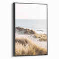Black and white vintage poster art of a summer landscape on framed canvas, suitable for bedroom decor.