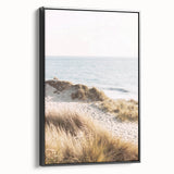 Black and white vintage poster art of a summer landscape on framed canvas, suitable for bedroom decor.