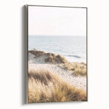 Landscape art painting on framed canvas featuring a summer scene with vibrant colors, ideal for living room decor.