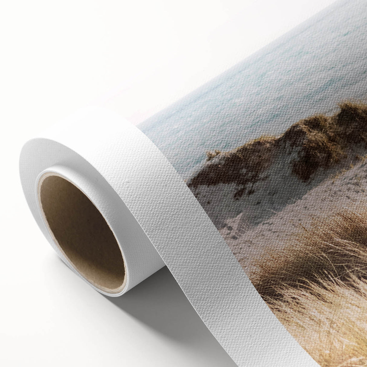 Art deco poster featuring a stylized summer scene in pastel shades on rolled canvas, ideal for nursery wall art.