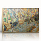 Art deco poster featuring a Van Gogh-inspired scene in acrylic, with gold frame, suitable for modern art wall decor.