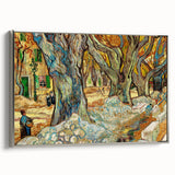 Landscape art painting featuring a Van Gogh style scene on a silver-framed canvas.