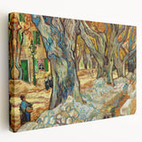Vincent van Gogh inspired large art on stretched canvas, featuring vibrant swirls and bold color palette.