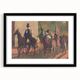 Modern Wall Art: Equestrian Parade with Clowns in Bold Expressionist Style