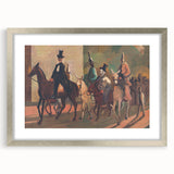 Modern Wall Art: Equestrian Parade with Clowns in Bold Expressionist Style