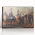 Modern Wall Art: Equestrian Parade with Clowns in Bold Expressionist Style