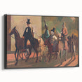 Modern Wall Art: Equestrian Parade with Clowns in Bold Expressionist Style