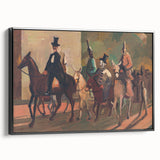 Modern Wall Art: Equestrian Parade with Clowns in Bold Expressionist Style