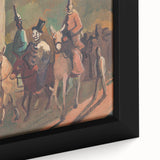 Modern Wall Art: Equestrian Parade with Clowns in Bold Expressionist Style