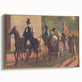 Modern Wall Art: Equestrian Parade with Clowns in Bold Expressionist Style