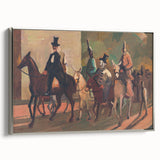 Modern Wall Art: Equestrian Parade with Clowns in Bold Expressionist Style