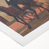 Modern Wall Art: Equestrian Parade with Clowns in Bold Expressionist Style