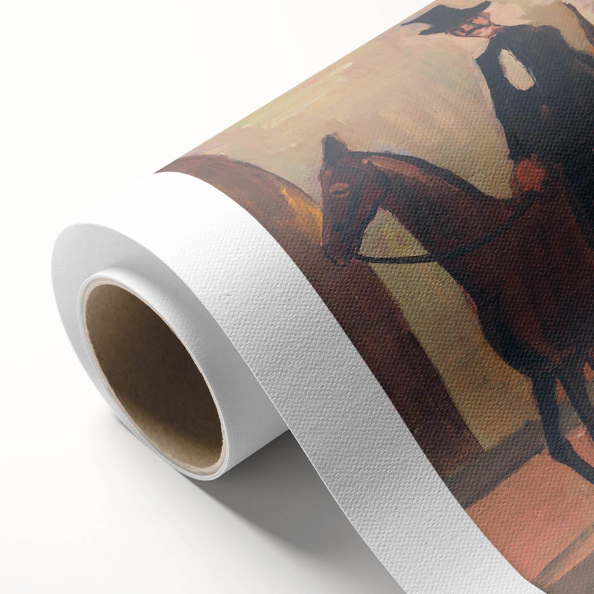 Modern Wall Art: Equestrian Parade with Clowns in Bold Expressionist Style